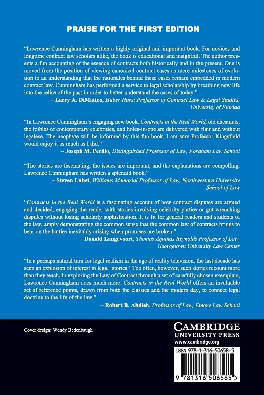 Rückseite: 9781316506585 | Contracts in the Real World | Lawrence A. Cunningham | Taschenbuch