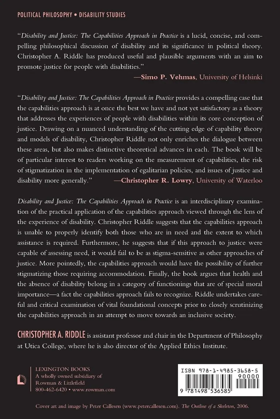 Rückseite: 9781498536585 | Disability and Justice | The Capabilities Approach in Practice | Buch