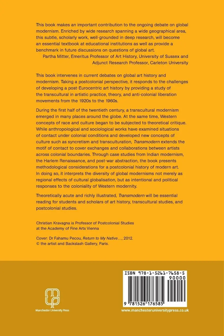 Rückseite: 9781526176585 | Transmodern | An art history of contact, 1920-60 | Christian Kravagna