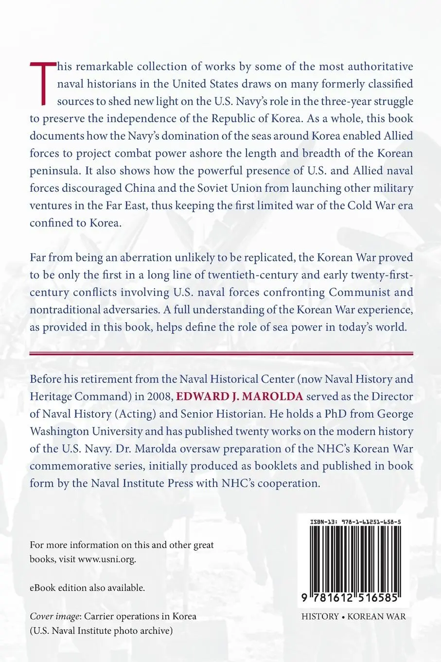 Rückseite: 9781612516585 | The U.S. Navy in the Korean War | Edward J. Marolda | Taschenbuch