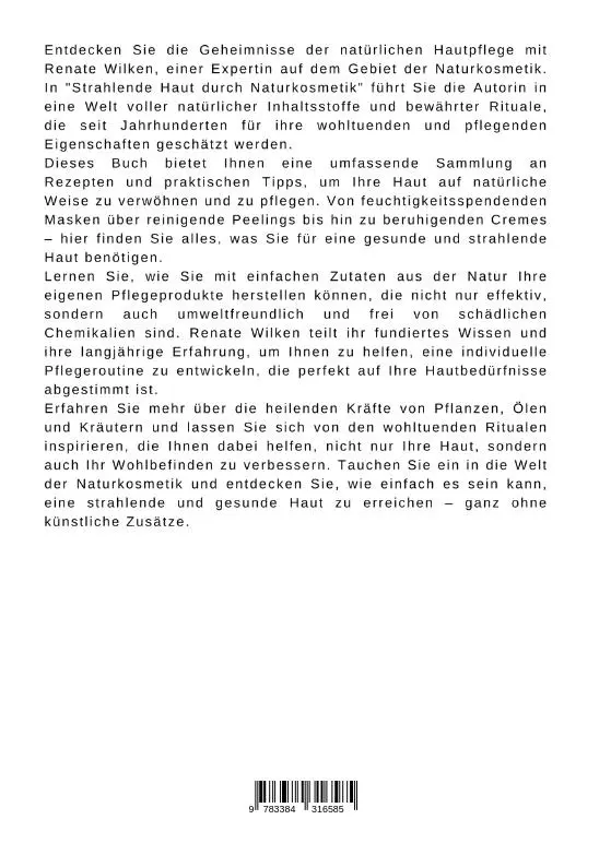 Rückseite: 9783384316585 | Strahlende Haut durch Naturkosmetik | Renate Wilken | Taschenbuch