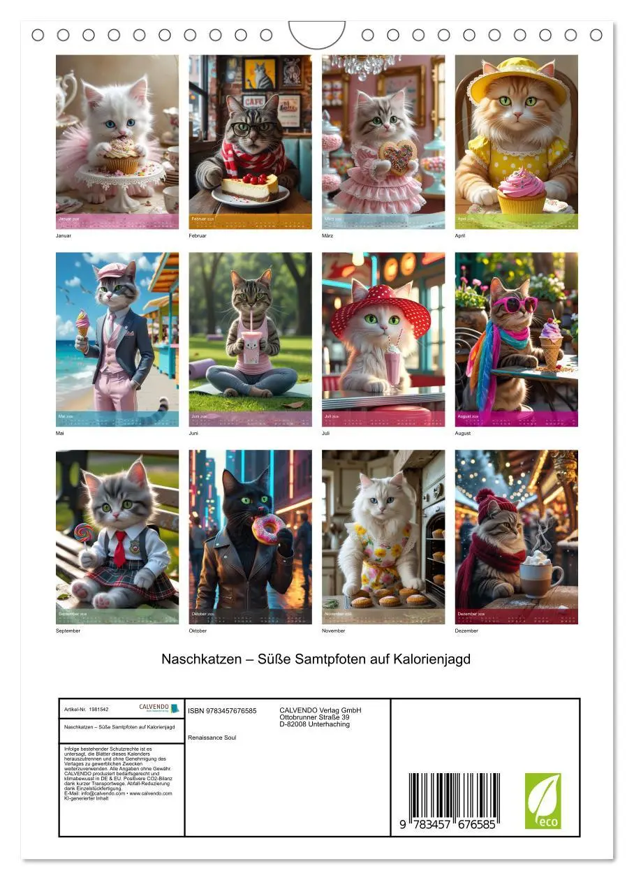 Bild: 9783457676585 | Naschkatzen - Süße Samtpfoten auf Kalorienjagd (Wandkalender 2026...