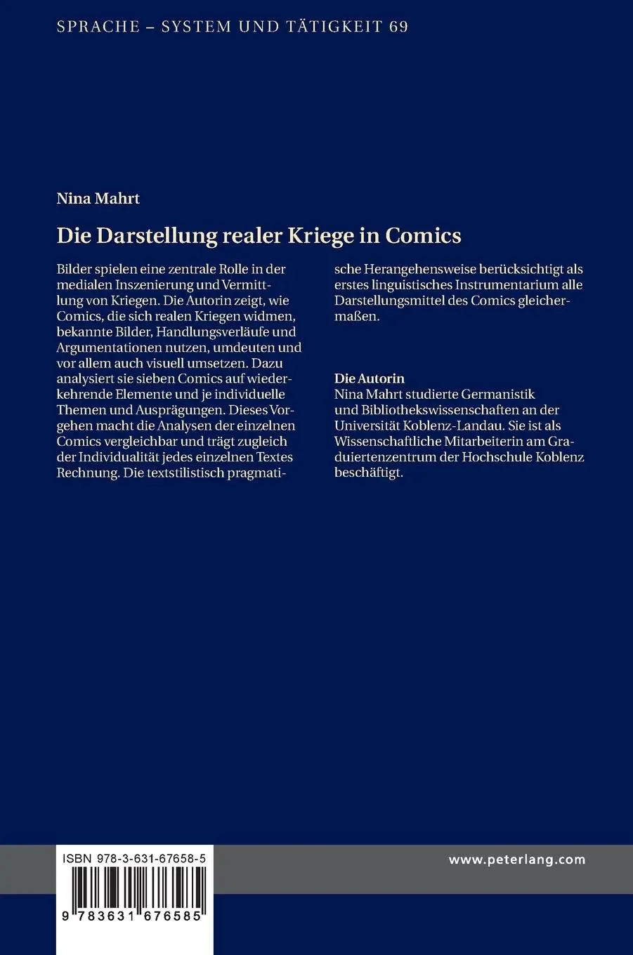 Rückseite: 9783631676585 | Die Darstellung realer Kriege in Comics | Nina Mahrt | Buch | Deutsch