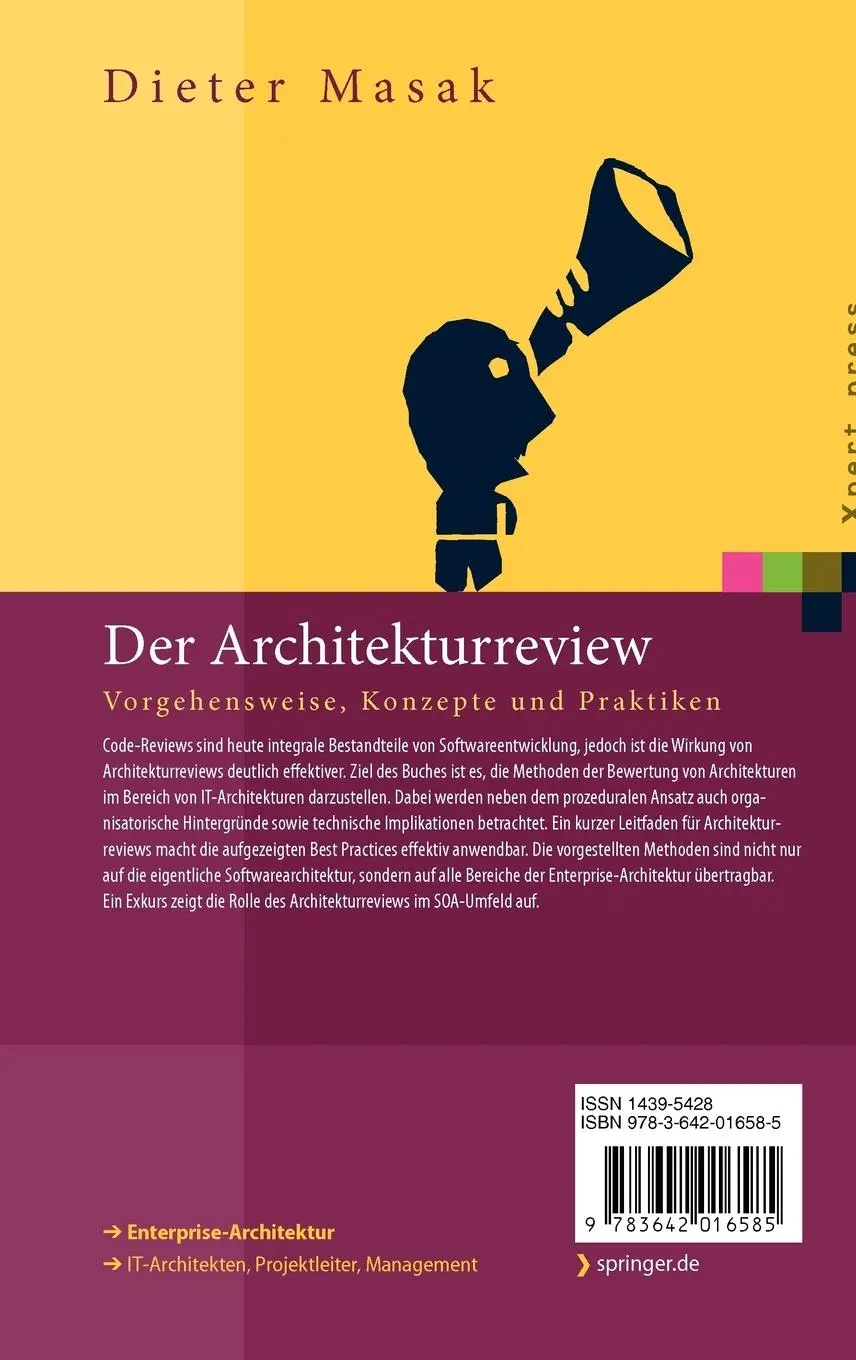 Rückseite: 9783642016585 | Der Architekturreview | Vorgehensweise, Konzepte und Praktiken | Masak