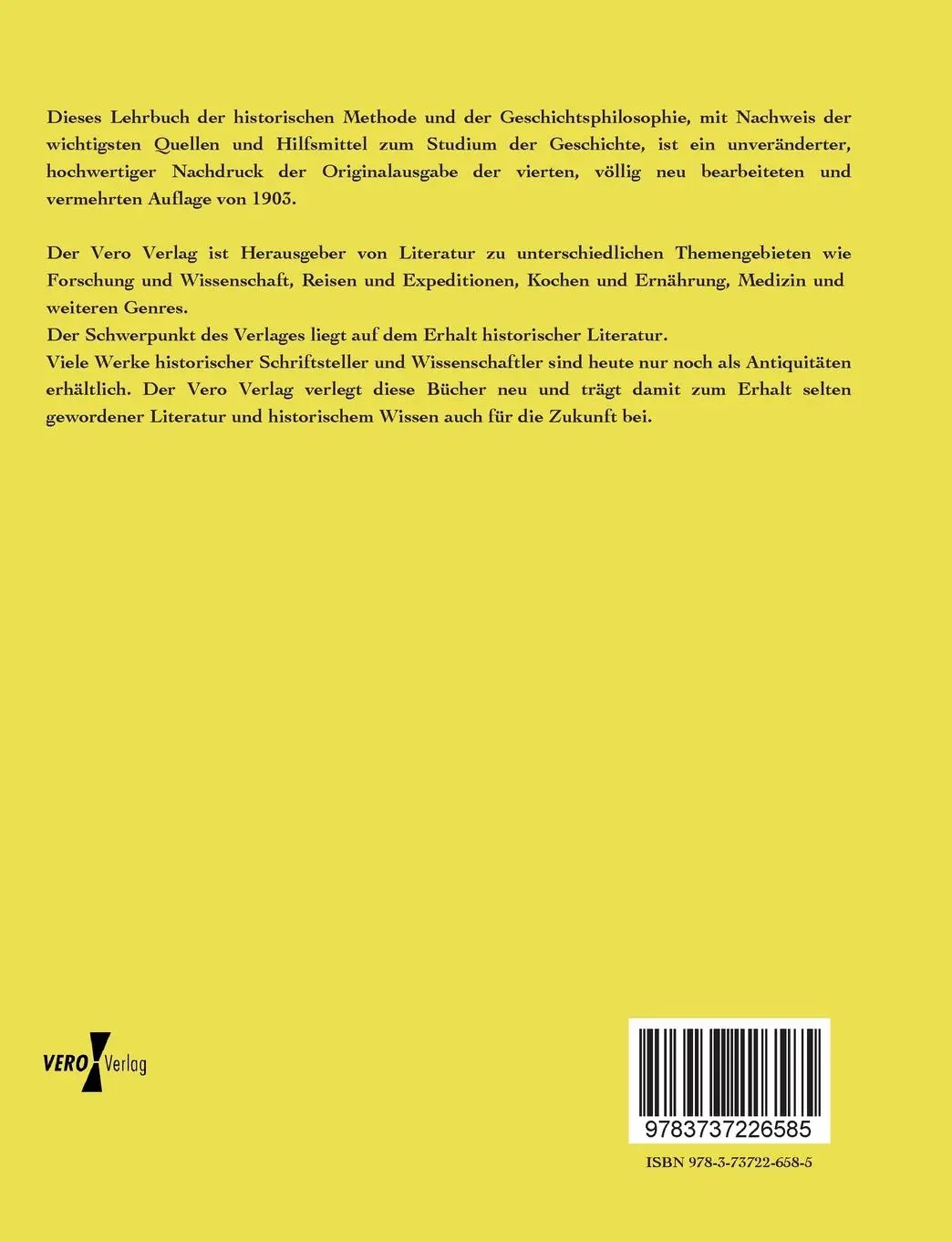 Rückseite: 9783737226585 | Lehrbuch der historischen Methode und der Geschichtsphilosophie | Buch