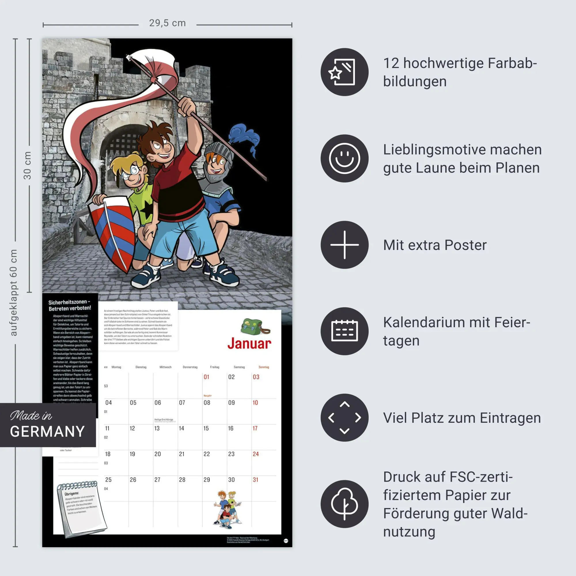 Bild: 9783756416585 | Die drei ??? Kids Broschurkalender 2027 | Kalender | 28 S. | Deutsch