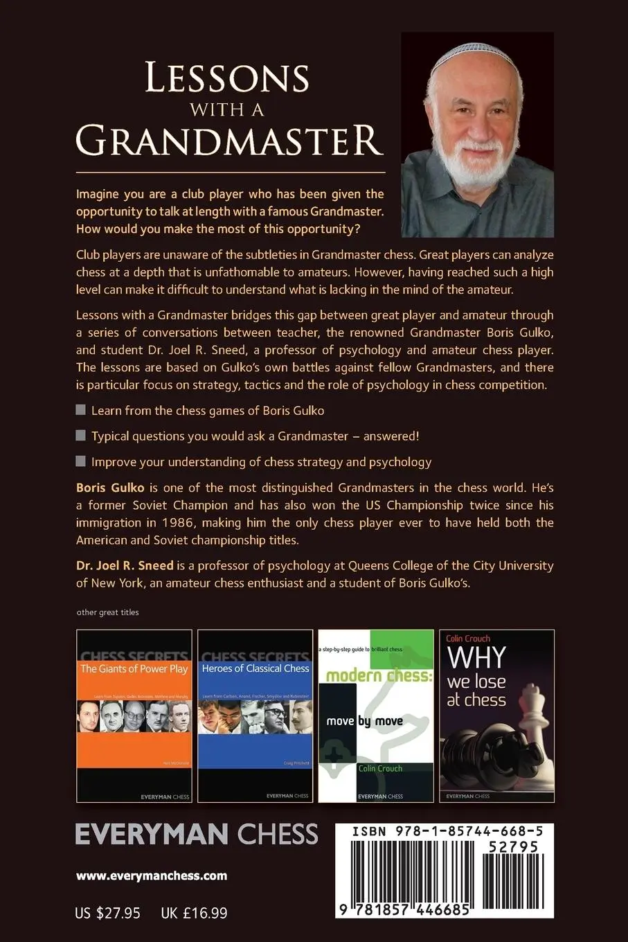 Rückseite: 9781857446685 | Lessons with a Grandmaster Volume 1 | Boris Gulko (u. a.) | Buch