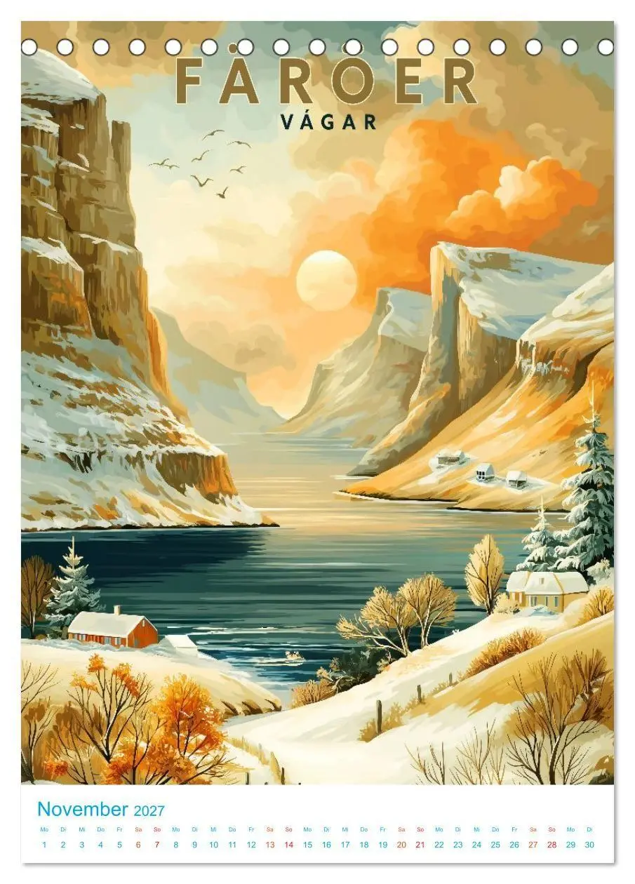 Bild: 9783516826685 | Färöer Inseln - Old School Poster Style (Tischkalender 2027 DIN A5...