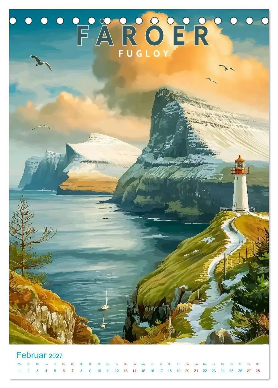 Bild: 9783516826685 | Färöer Inseln - Old School Poster Style (Tischkalender 2027 DIN A5...