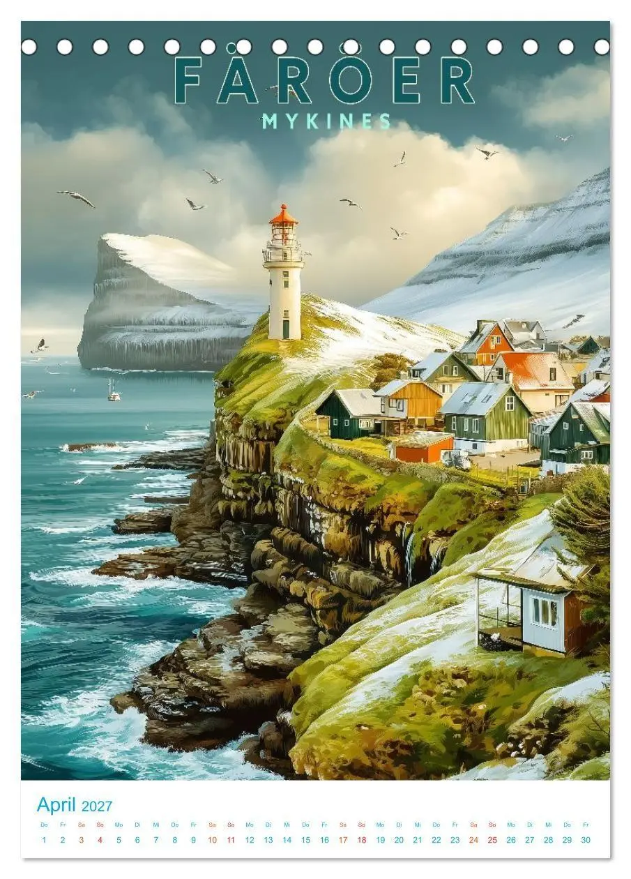 Bild: 9783516826685 | Färöer Inseln - Old School Poster Style (Tischkalender 2027 DIN A5...
