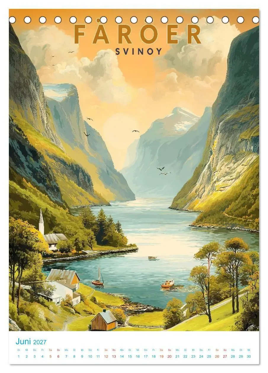 Bild: 9783516826685 | Färöer Inseln - Old School Poster Style (Tischkalender 2027 DIN A5...