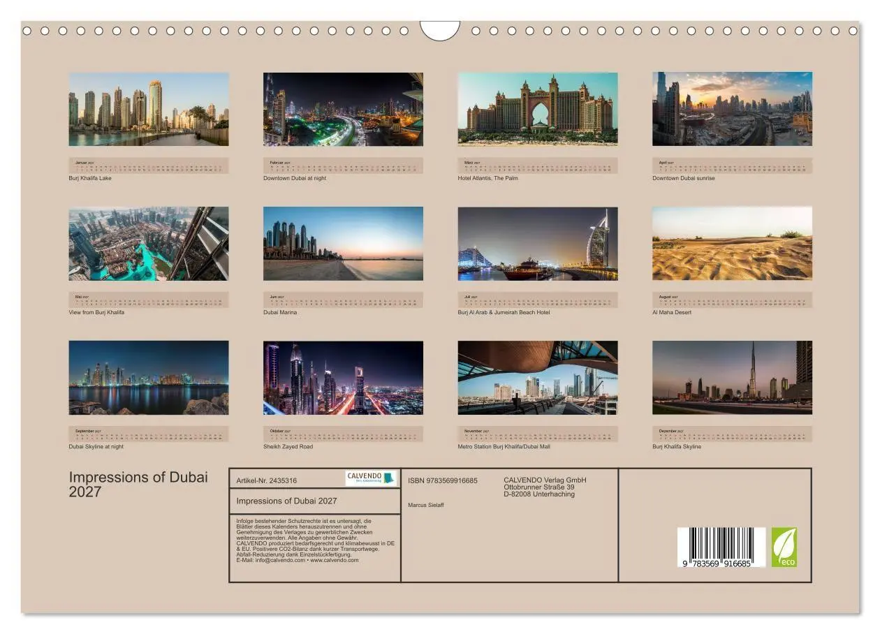 Bild: 9783569916685 | Impressions of Dubai 2027 (Wandkalender 2027 DIN A3 quer), CALVENDO...