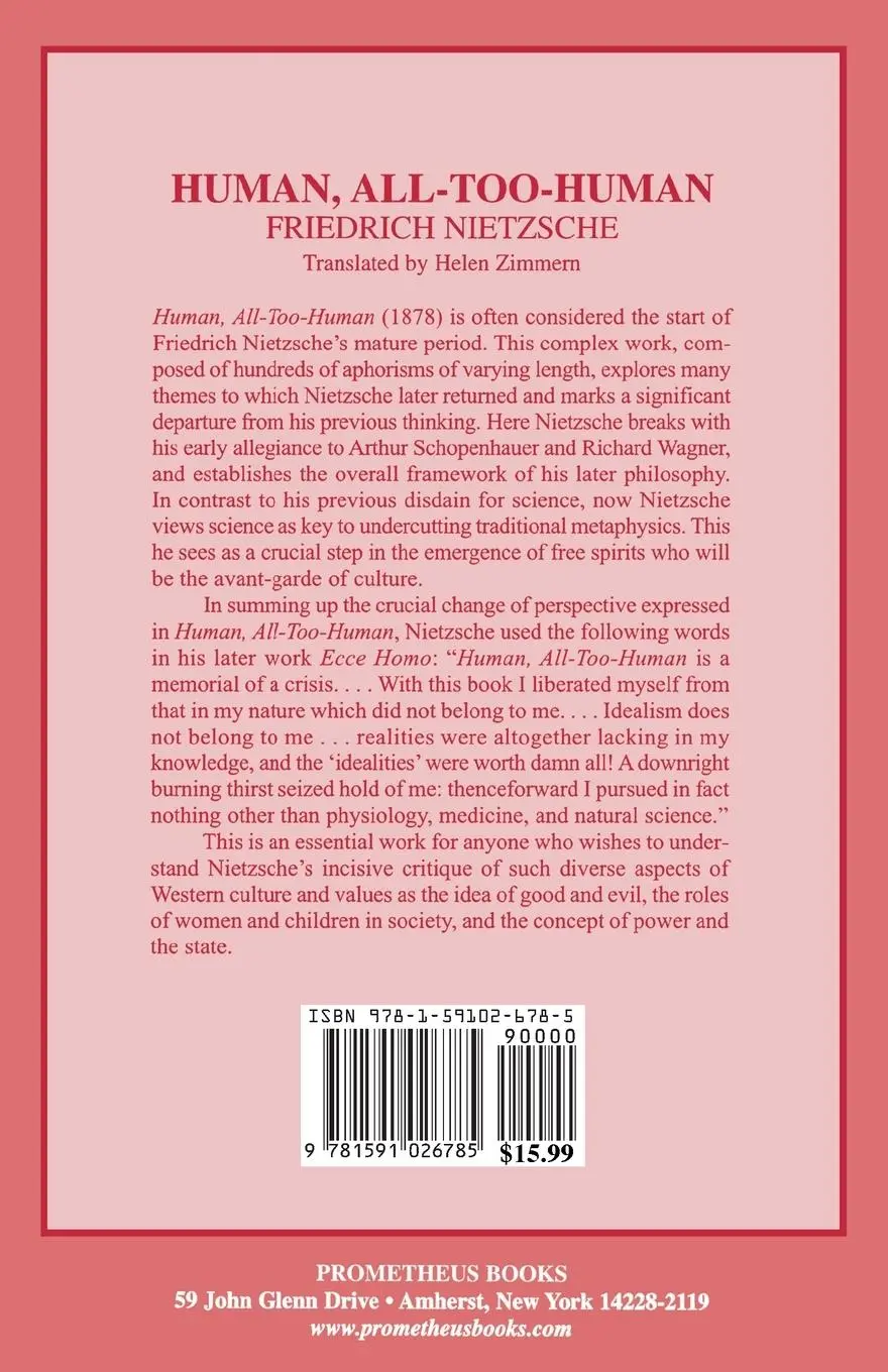 Rückseite: 9781591026785 | Human, All Too Human | Friedrich Wilhelm Nietzsche | Taschenbuch