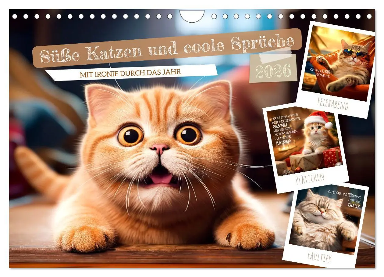 Cover: 9783457346785 | Süße Katzen und coole Sprüche (Wandkalender 2026 DIN A4 quer),...