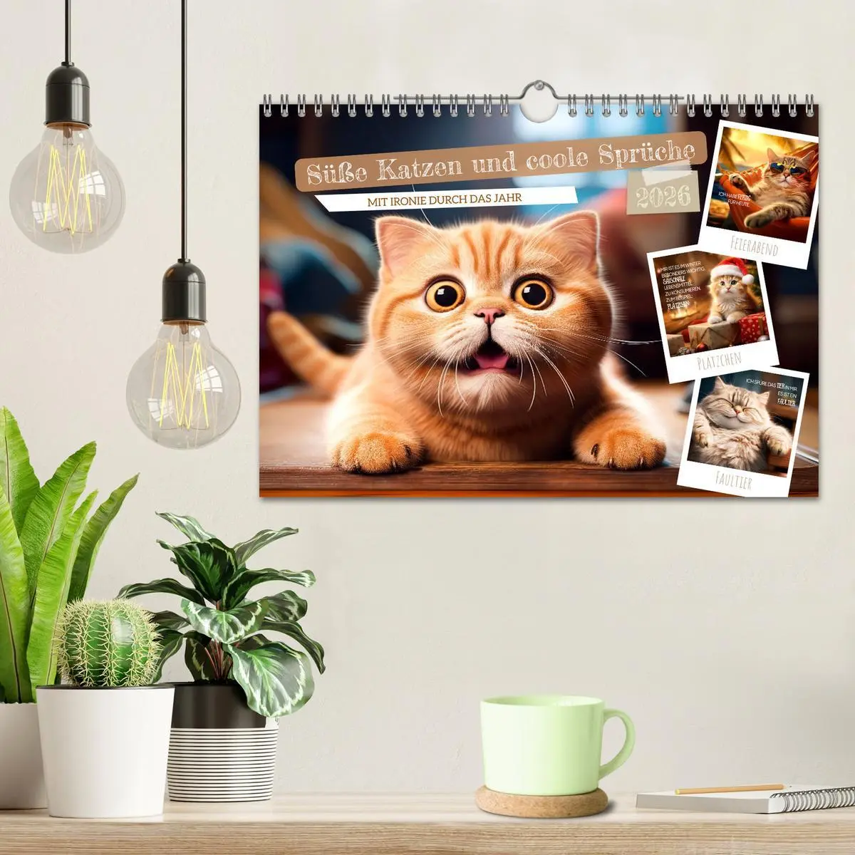 Bild: 9783457346785 | Süße Katzen und coole Sprüche (Wandkalender 2026 DIN A4 quer),...