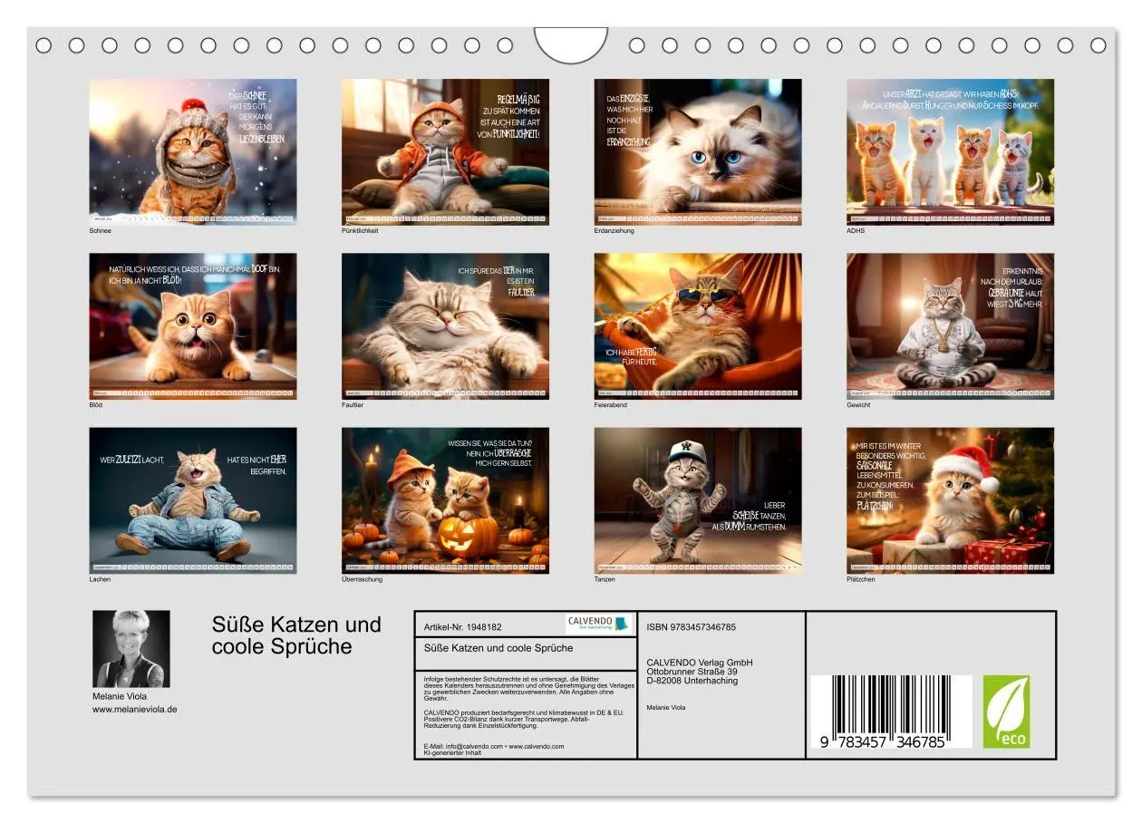 Bild: 9783457346785 | Süße Katzen und coole Sprüche (Wandkalender 2026 DIN A4 quer),...