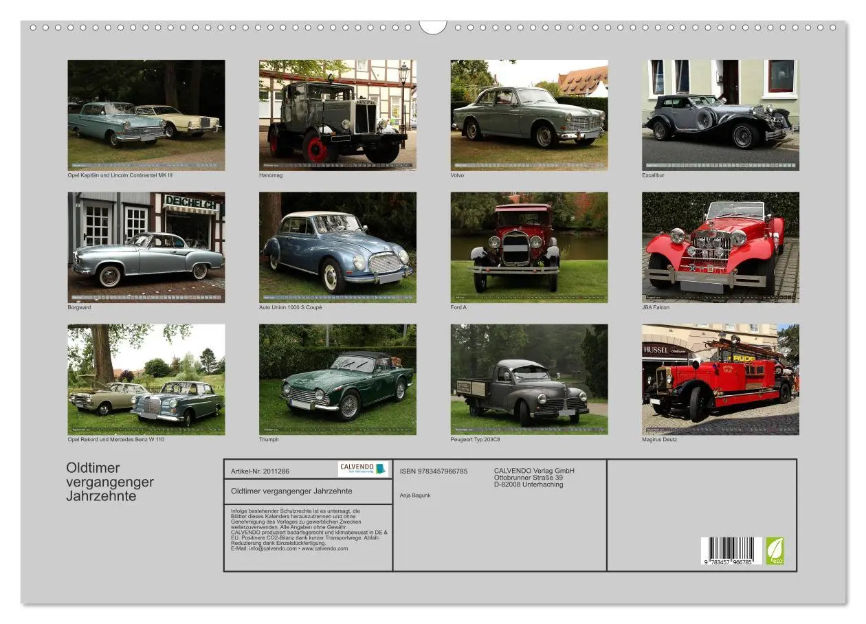 Bild: 9783457966785 | Oldtimer vergangenger Jahrzehnte (Wandkalender 2026 DIN A2 quer),...