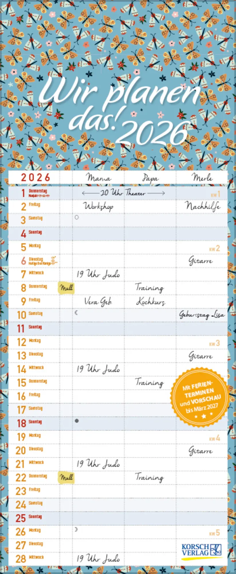 Cover: 9783731886785 | Familientimer Wir planen das! 2026 | Verlag Korsch | Kalender | 14 S.