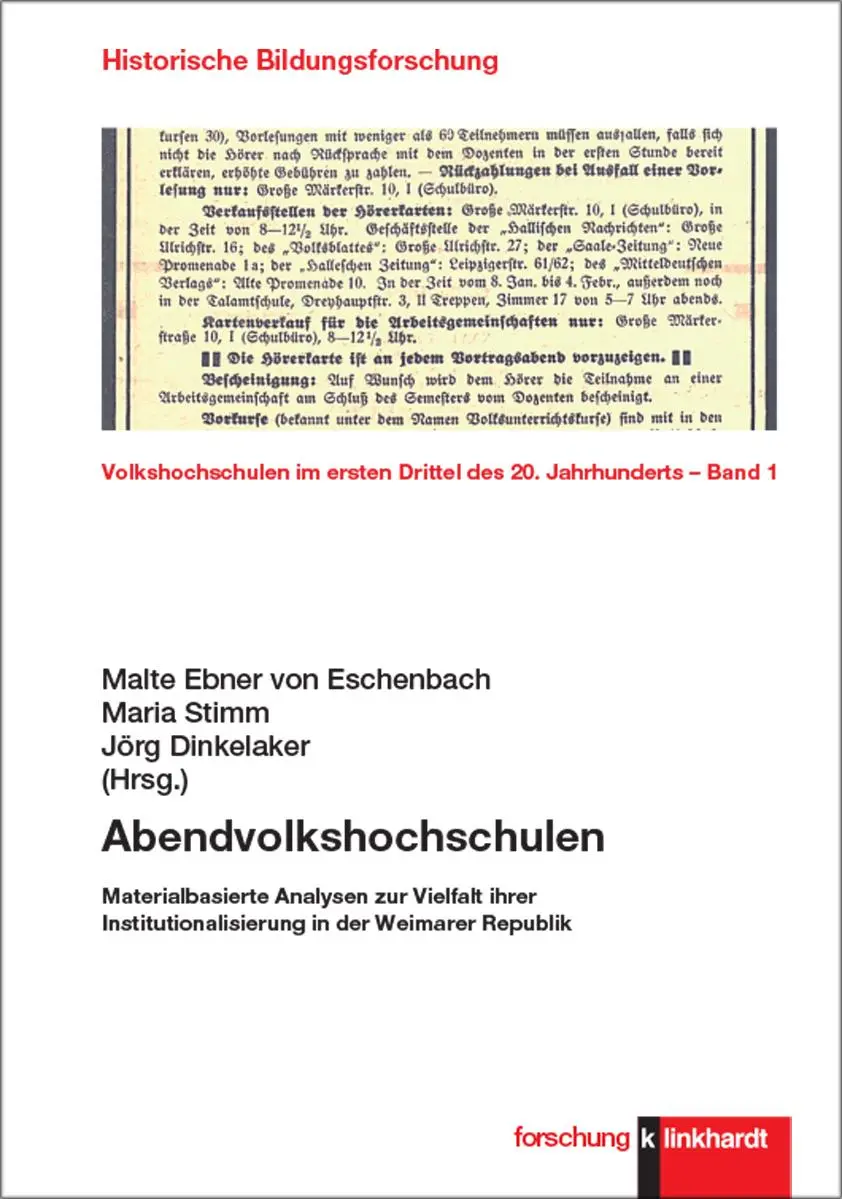 Cover: 9783781526785 | Abendvolkshochschulen | Jörg Dinkelaker (u. a.) | Taschenbuch | 410 S.