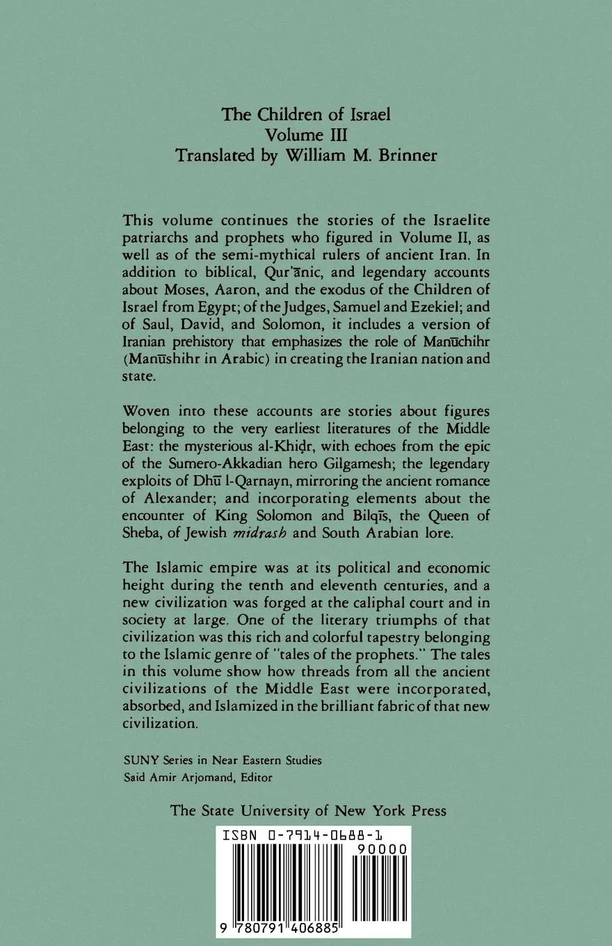 Rückseite: 9780791406885 | The History of al-¿abar¿ Vol. 3 | The Children of Israel | Taschenbuch
