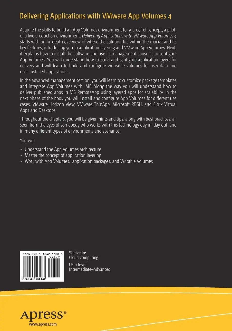 Rückseite: 9781484266885 | Delivering Applications with Vmware App Volumes 4 | Peter von Oven