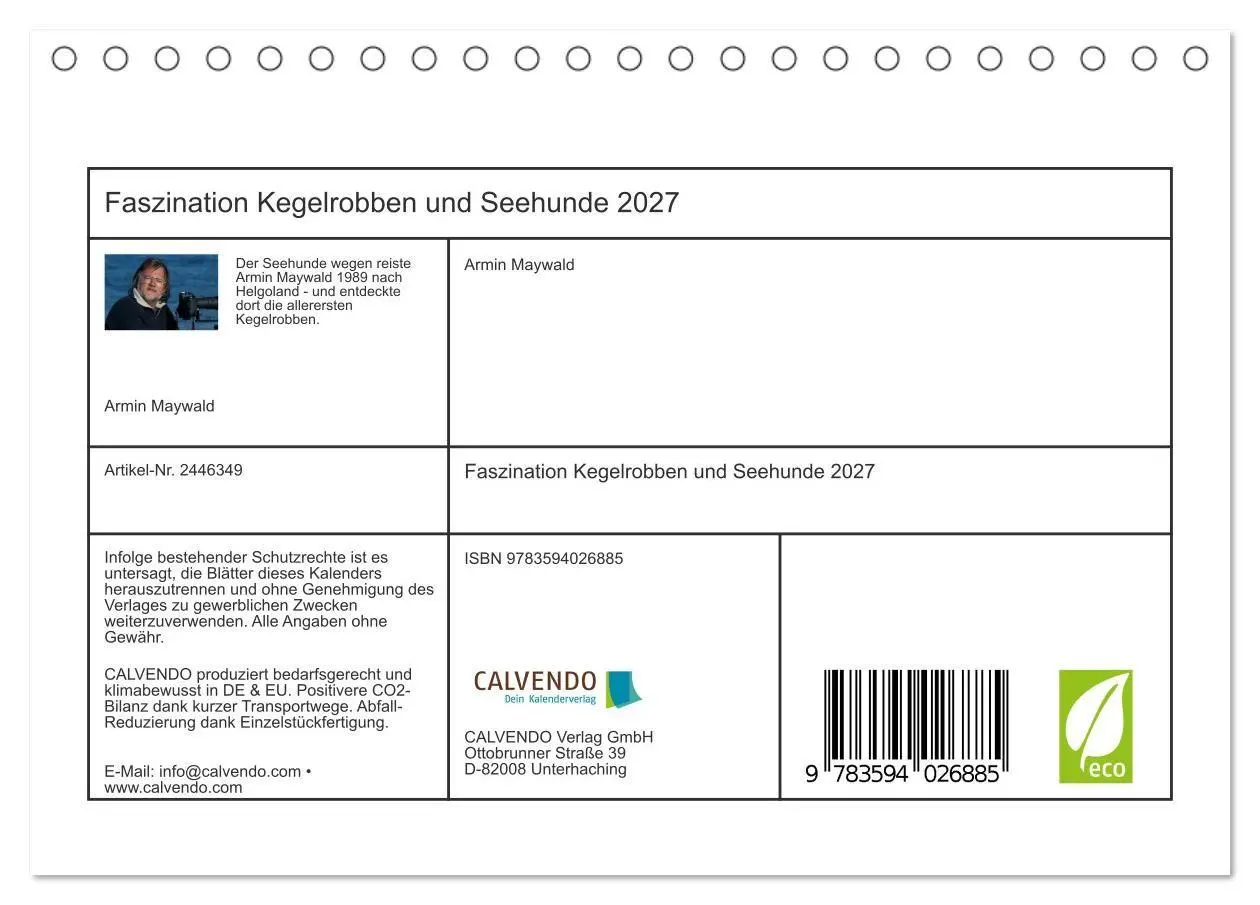 Bild: 9783594026885 | Faszination Kegelrobben und Seehunde 2027 (Tischkalender 2027 DIN...