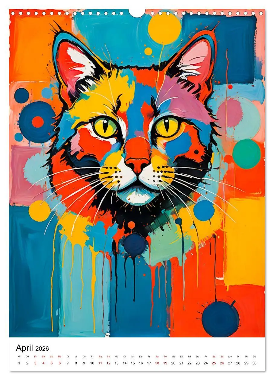 Bild: 9783457256985 | Pop-Art Katzen - Moderne, verrückte Katzenporträts (Wandkalender...