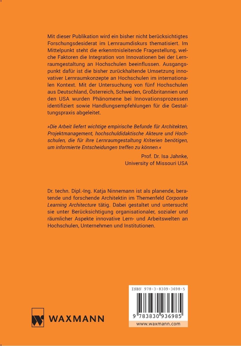 Rückseite: 9783830936985 | Innovationsprozesse und Potentiale der Lernraumgestaltung an...