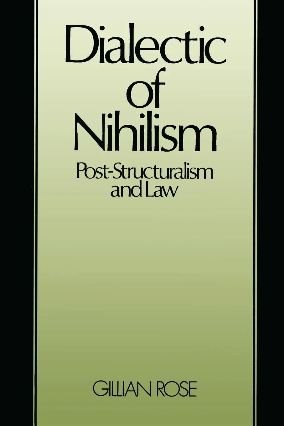 Cover: 9780631137085 | Dialectic of Nihilsm | Post-Structuralism and Law | Gillian Rose