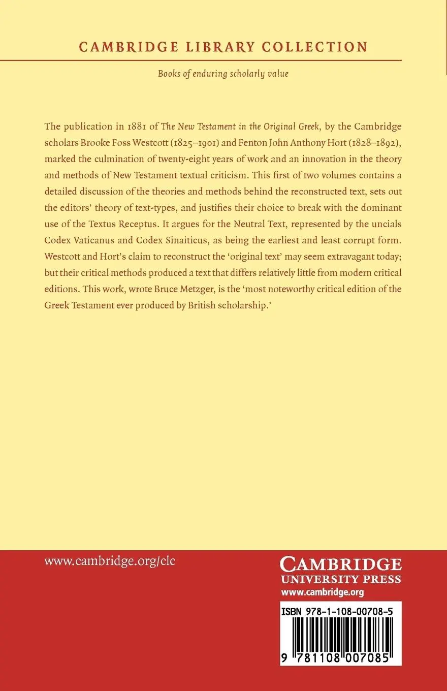 Rückseite: 9781108007085 | The New Testament in the Original Greek | Brooke Foss Westcott (u. a.)
