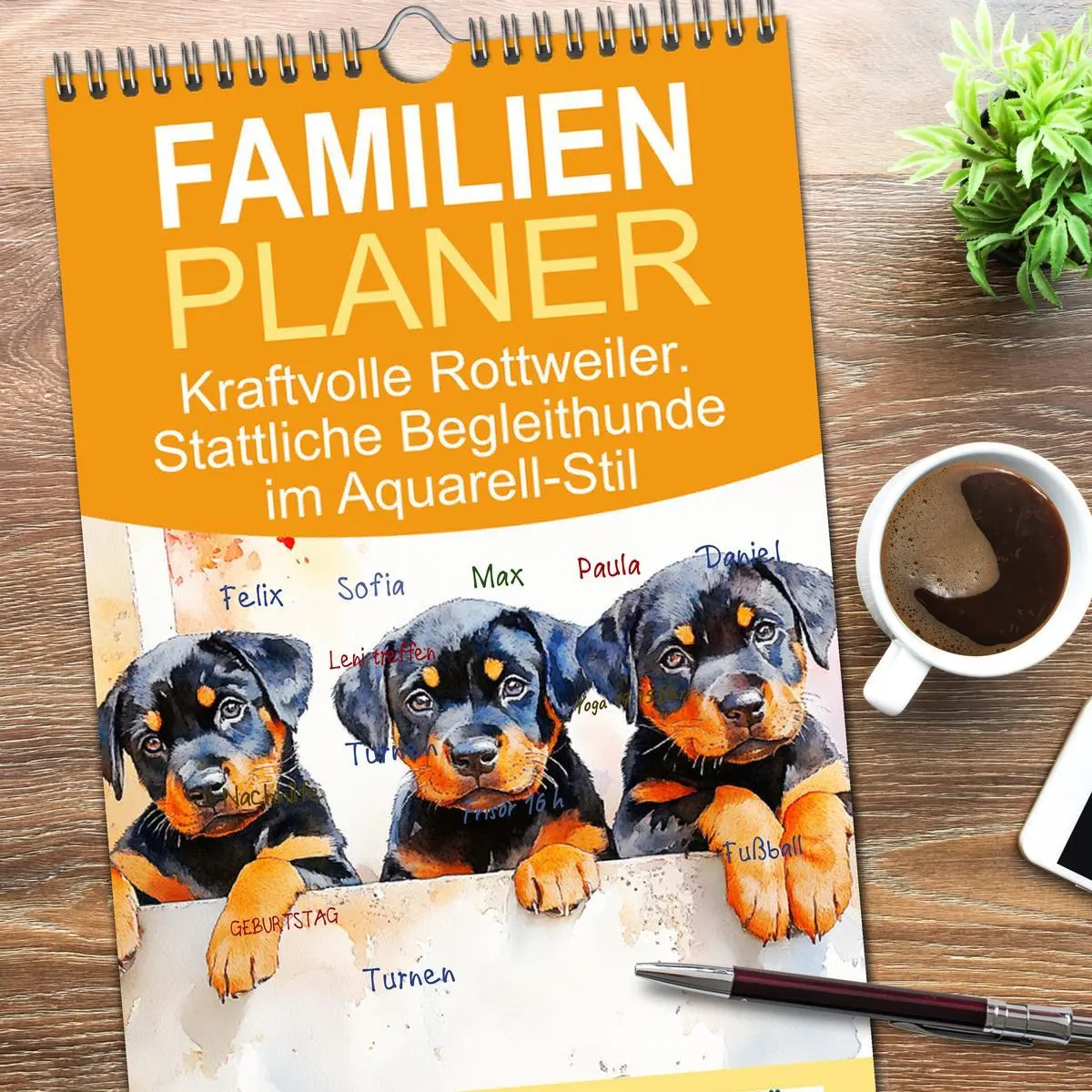 Bild: 9783516617085 | Familienplaner 2026 - Kraftvolle Rottweiler. Stattliche...