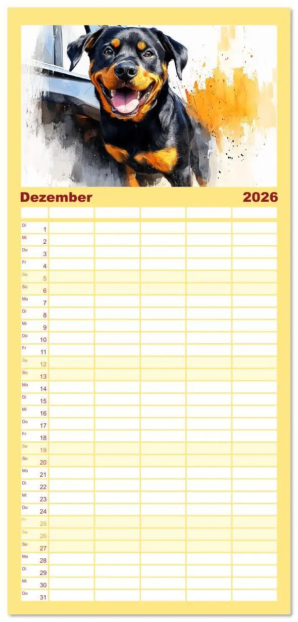 Bild: 9783516617085 | Familienplaner 2026 - Kraftvolle Rottweiler. Stattliche...