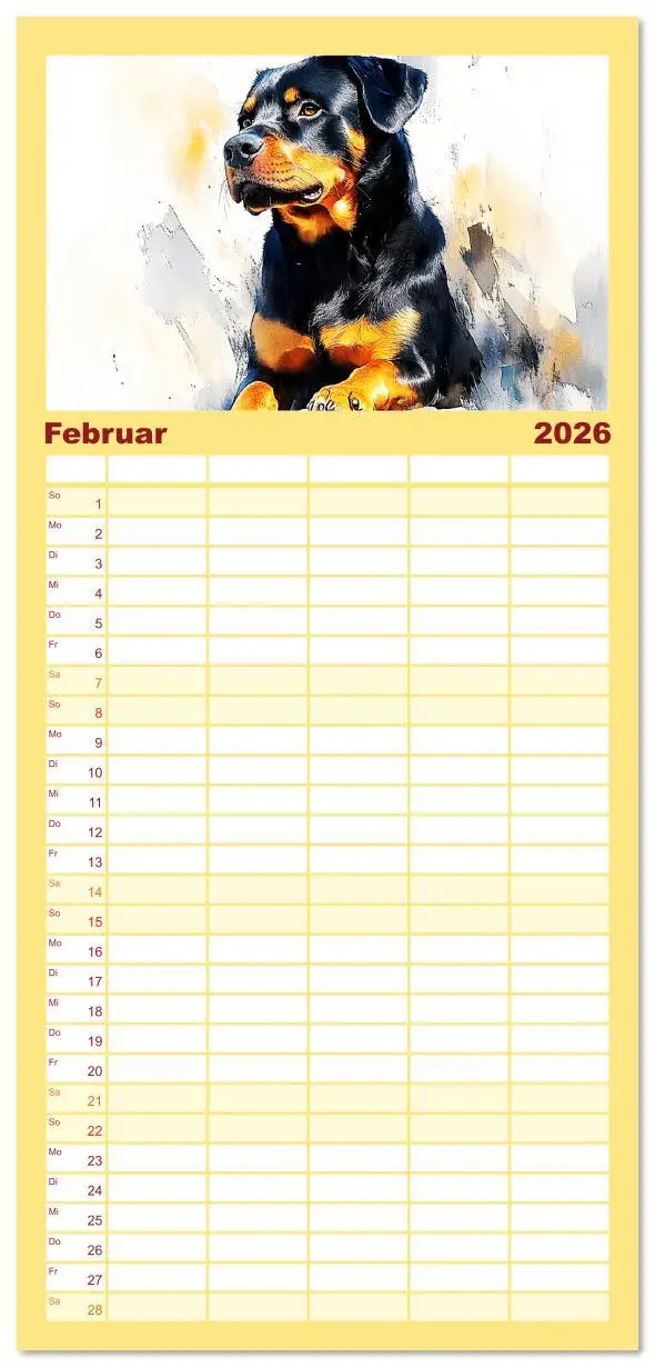Bild: 9783516617085 | Familienplaner 2026 - Kraftvolle Rottweiler. Stattliche...