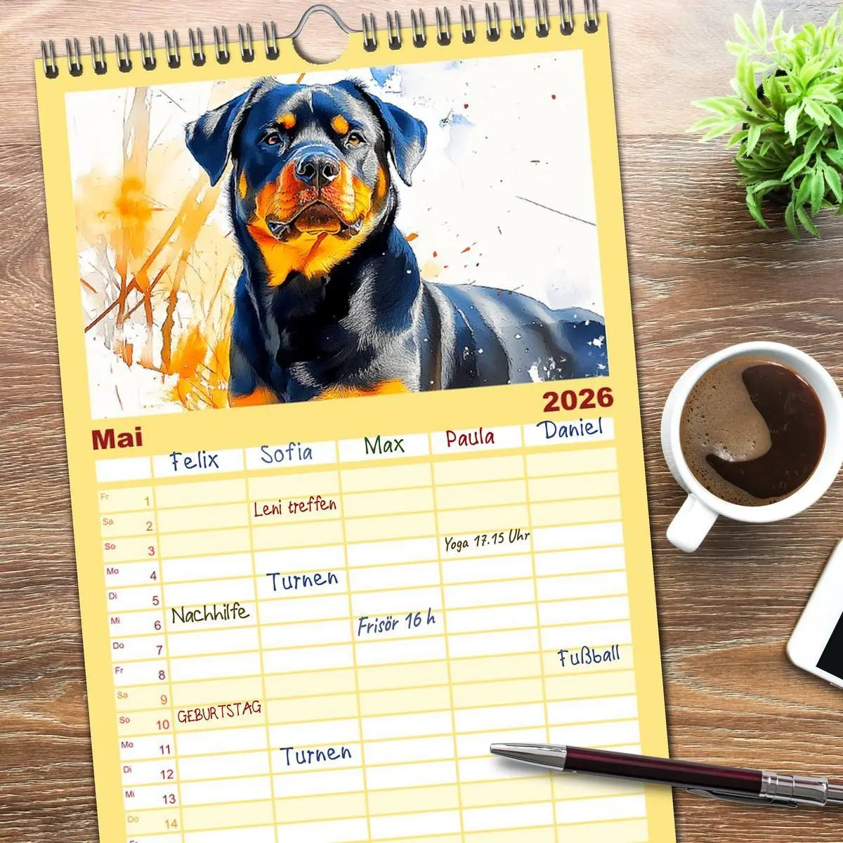 Bild: 9783516617085 | Familienplaner 2026 - Kraftvolle Rottweiler. Stattliche...