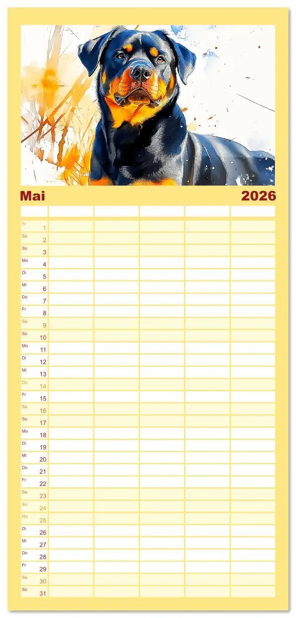 Bild: 9783516617085 | Familienplaner 2026 - Kraftvolle Rottweiler. Stattliche...