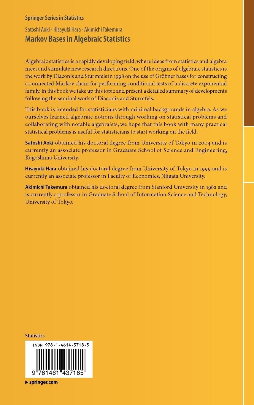 Rückseite: 9781461437185 | Markov Bases in Algebraic Statistics | Satoshi Aoki (u. a.) | Buch