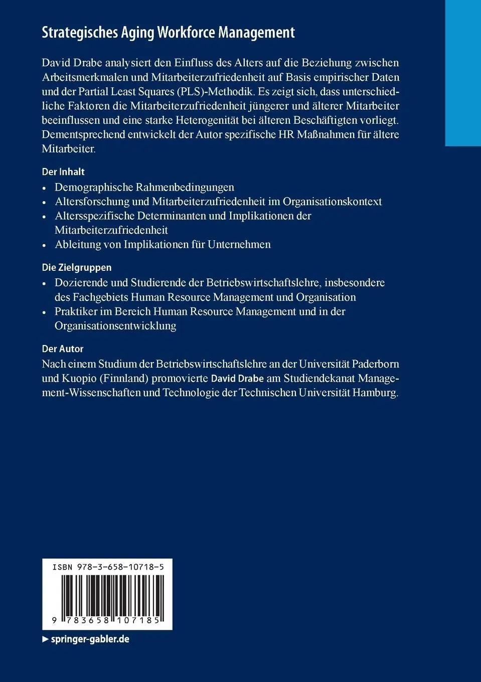 Rückseite: 9783658107185 | Strategisches Aging Workforce Management | David Drabe | Taschenbuch
