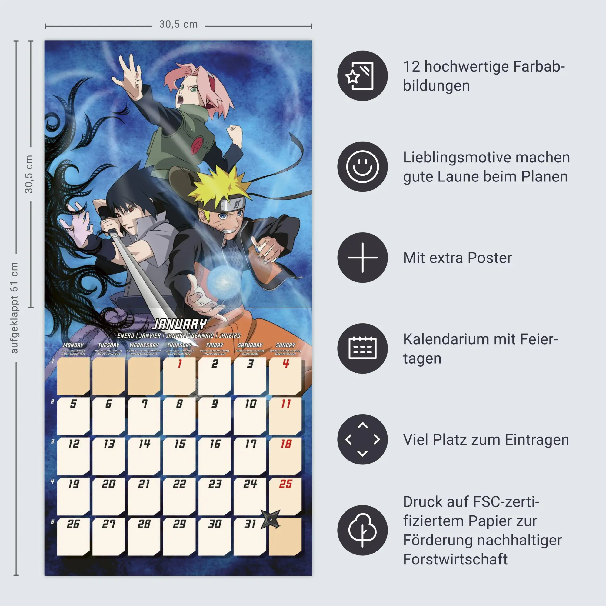 Bild: 9783840197185 | Naruto Broschurkalender 2026 | Kalender | Danilo | 28 S. | Englisch