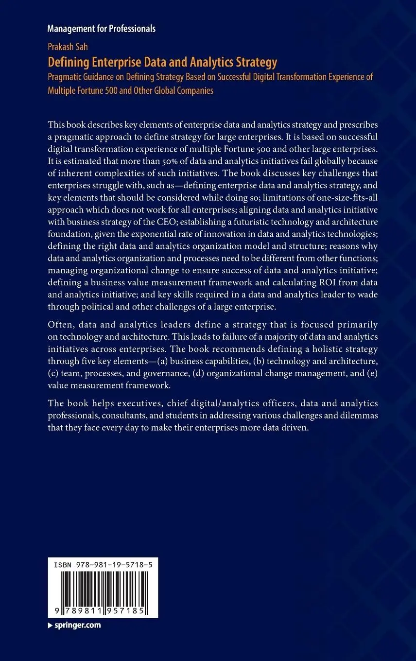 Rückseite: 9789811957185 | Defining Enterprise Data and Analytics Strategy | Prakash Sah | Buch