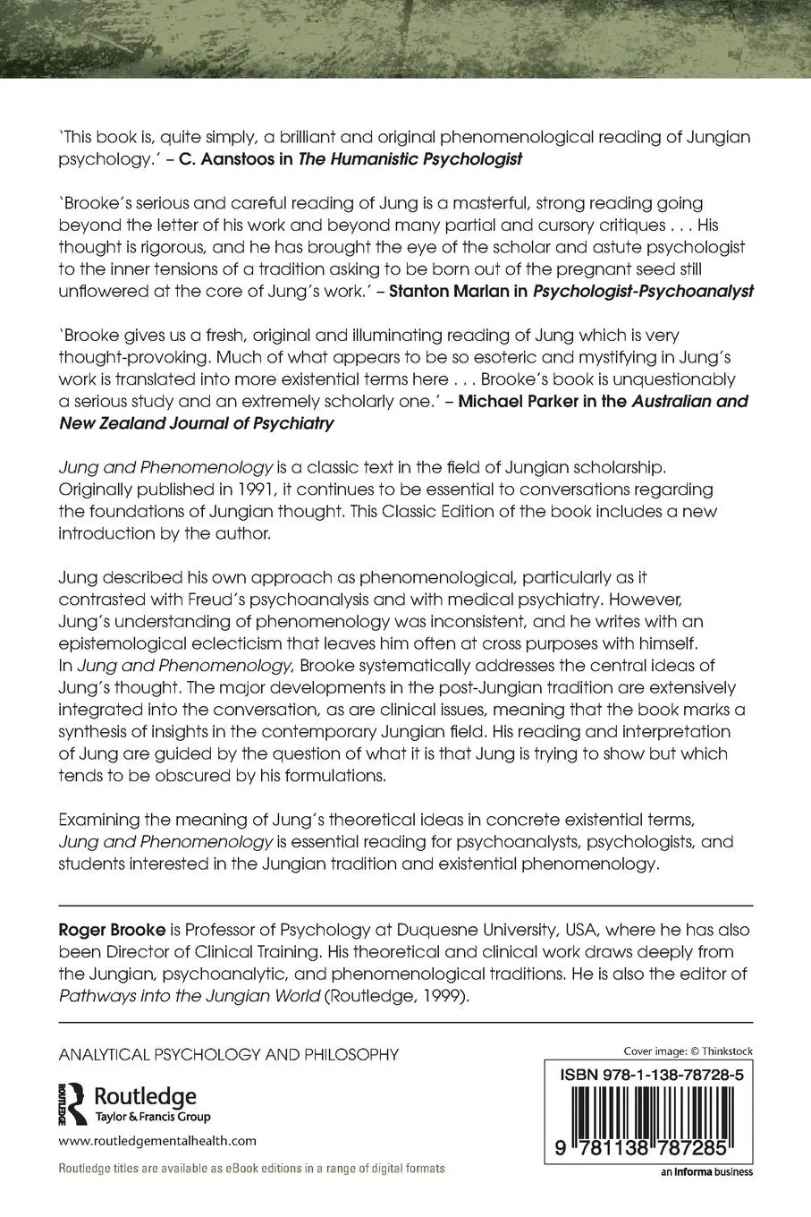 Rückseite: 9781138787285 | Jung and Phenomenology | Roger Brooke | Taschenbuch | Englisch | 2015