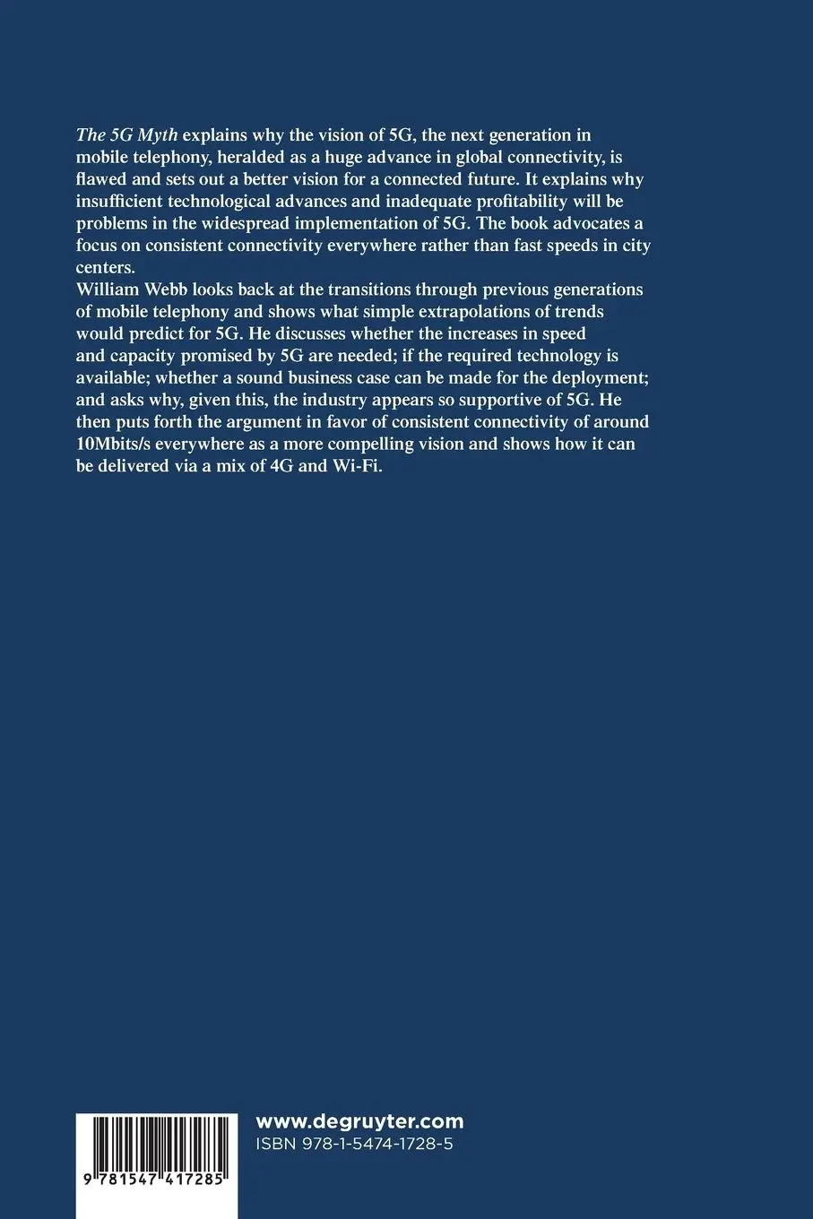 Rückseite: 9781547417285 | The 5G Myth | When Vision Decoupled from Reality | William Webb | Buch