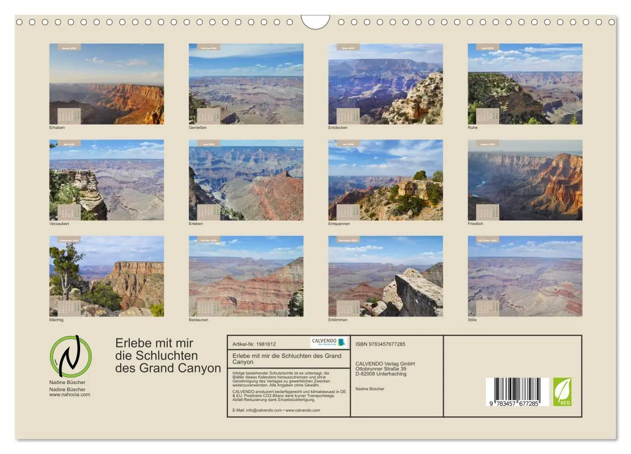 Bild: 9783457677285 | Erlebe mit mir die Schluchten des Grand Canyon (Wandkalender 2026...