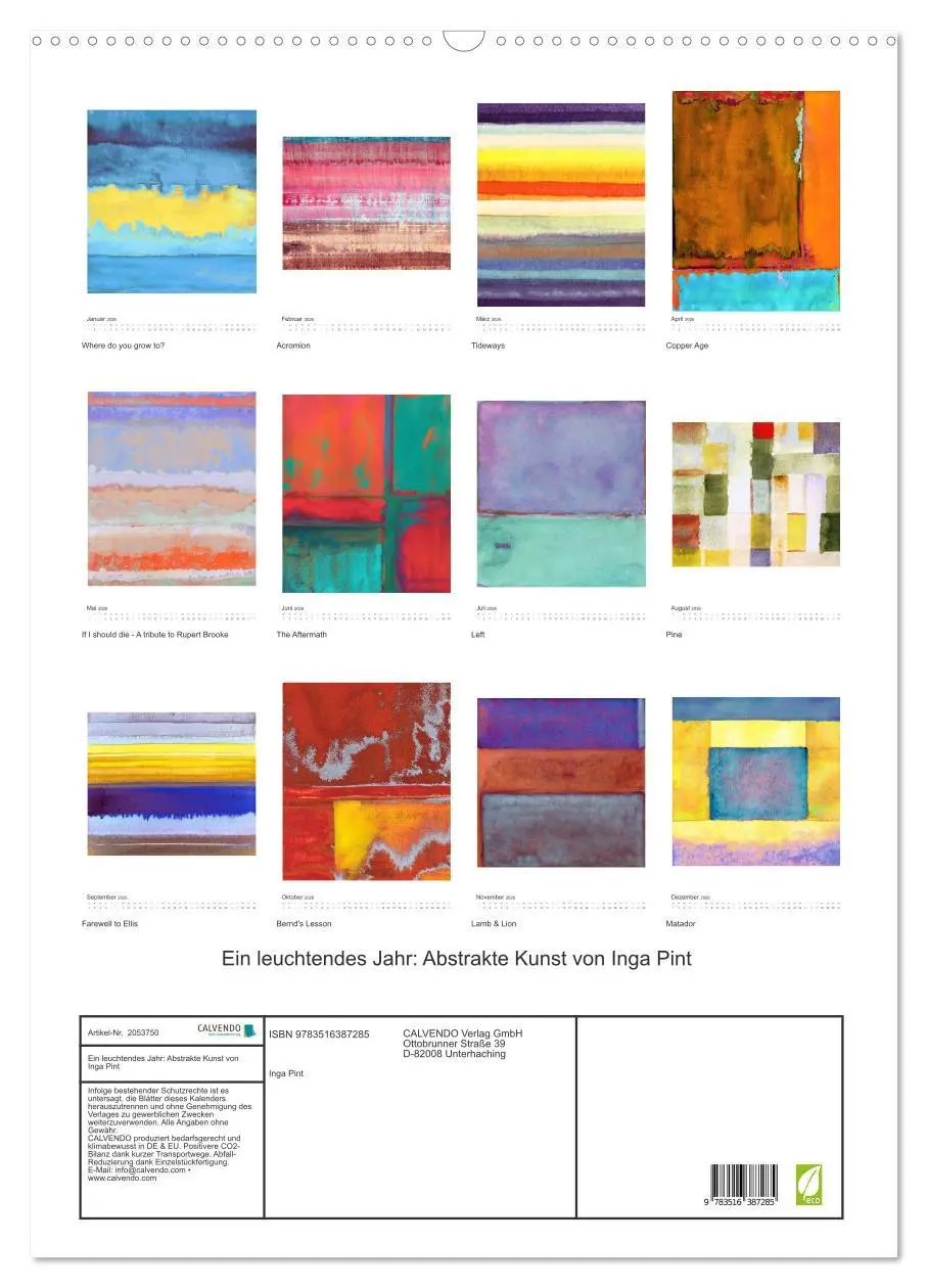 Bild: 9783516387285 | Ein leuchtendes Jahr: Abstrakte Kunst von Inga Pint (Wandkalender...