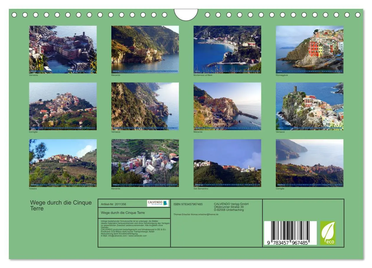 Bild: 9783457967485 | Wege durch die Cinque Terre (Wandkalender 2026 DIN A4 quer),...