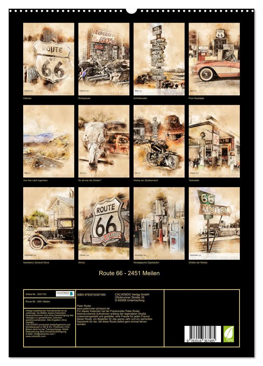 Bild: 9783516367485 | Route 66 - 2451 Meilen (hochwertiger Premium Wandkalender 2026 DIN...