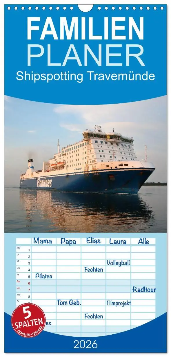 Cover: 9783516507485 | Familienplaner 2026 - Shipspotting Travemünde mit 5 Spalten...