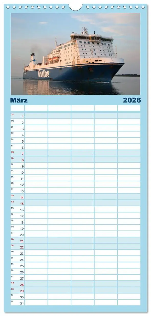Bild: 9783516507485 | Familienplaner 2026 - Shipspotting Travemünde mit 5 Spalten...