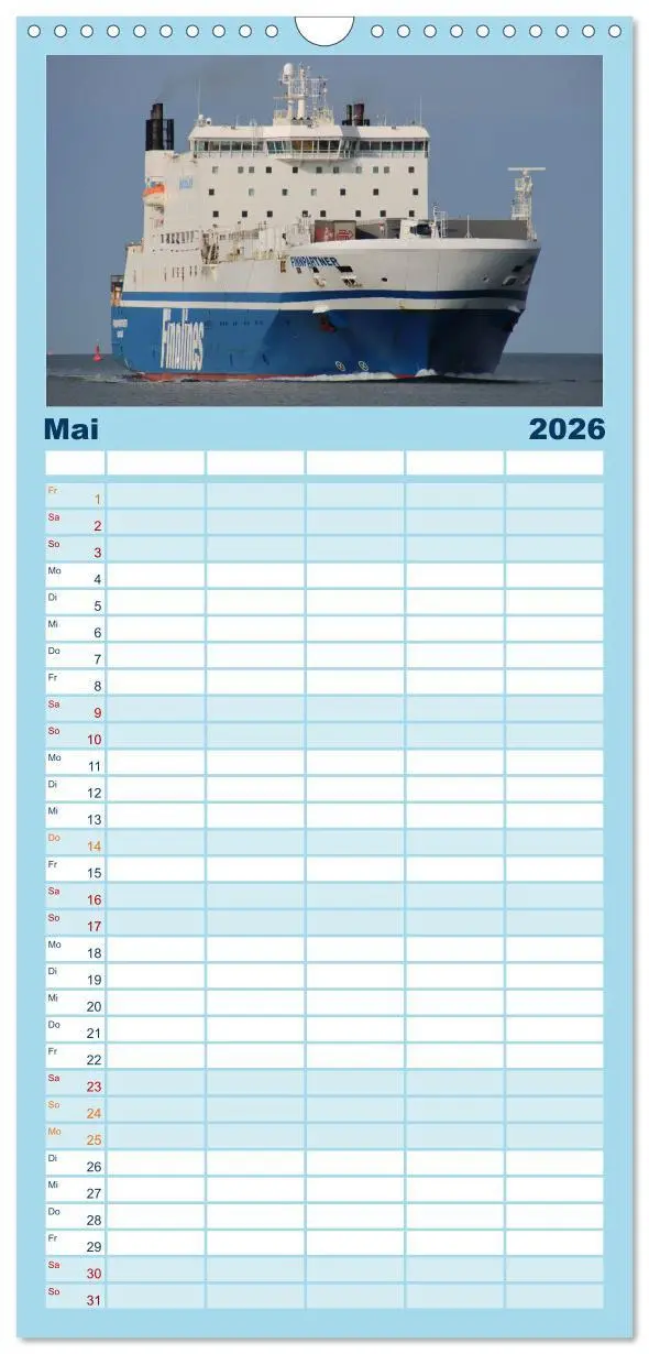 Bild: 9783516507485 | Familienplaner 2026 - Shipspotting Travemünde mit 5 Spalten...