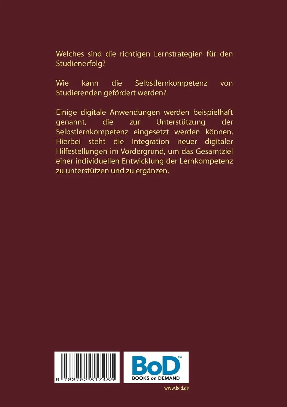 Rückseite: 9783752817485 | Lernkompetenz im Studium | Susanne Schulte (u. a.) | Taschenbuch