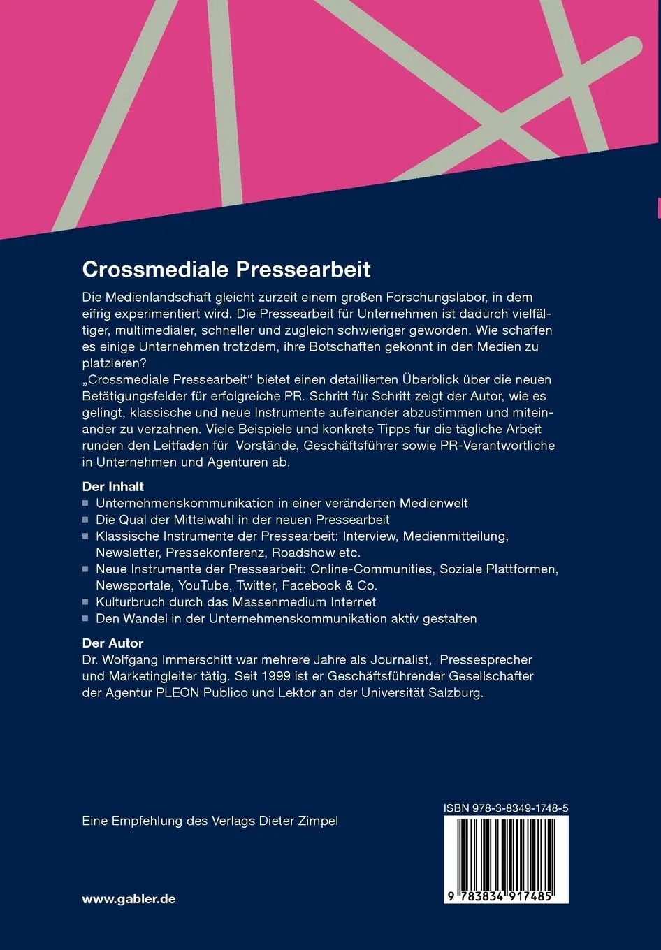 Rückseite: 9783834917485 | Crossmediale Pressearbeit | Wolfgang Immerschitt | Taschenbuch | 2010